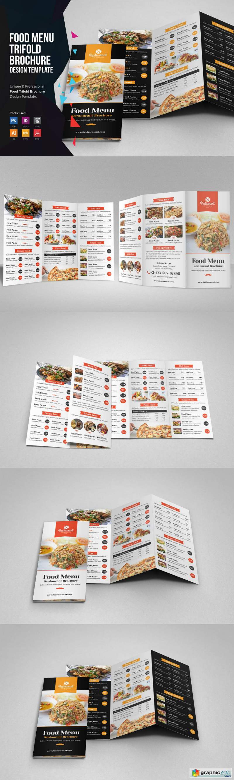 Food Menu Trifold Brochure v1