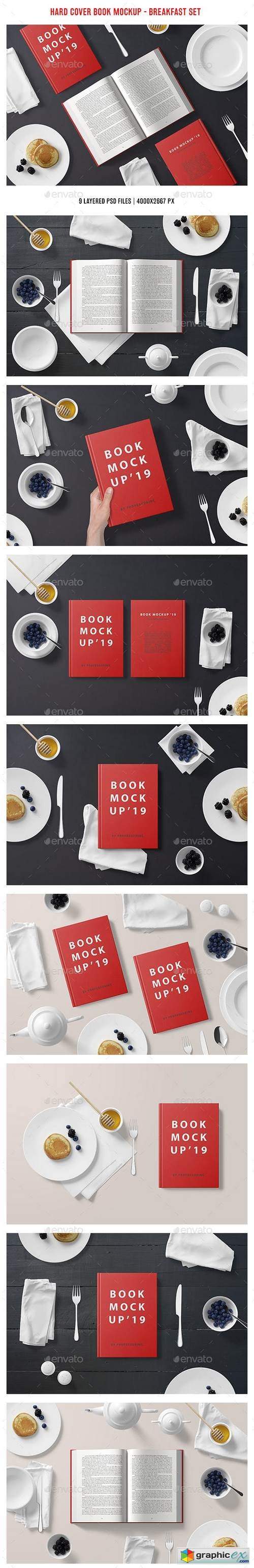 Hard Cover Book Mockup - Breakfast Set