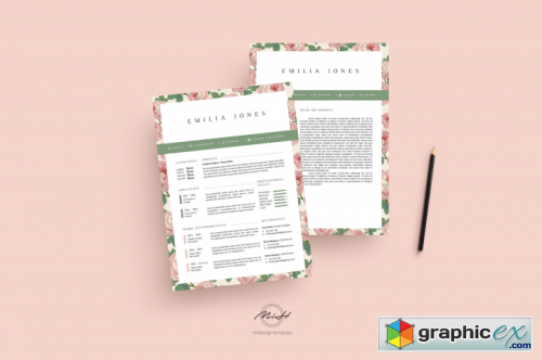 Floral Resume Template / Coverletter Template