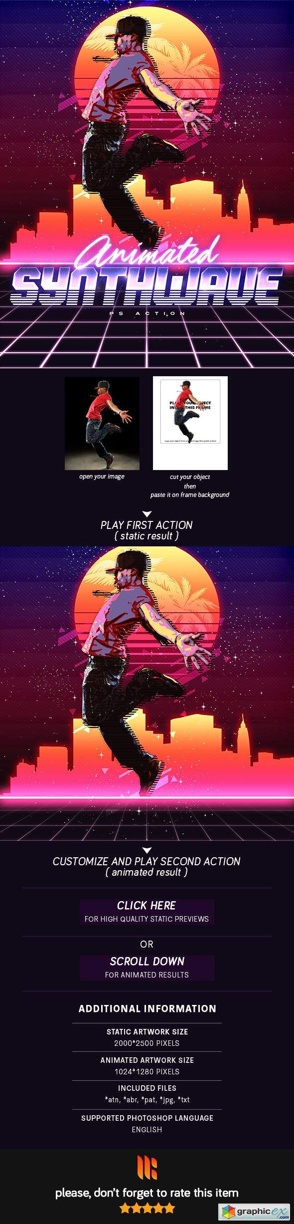 Animated 80's Synthwave Poster - Photoshop Action