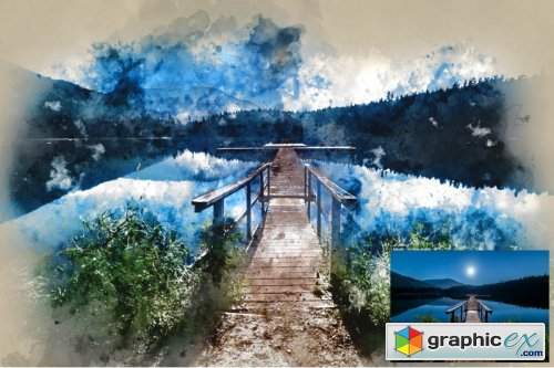 Landscape Watercolor Photoshop Action