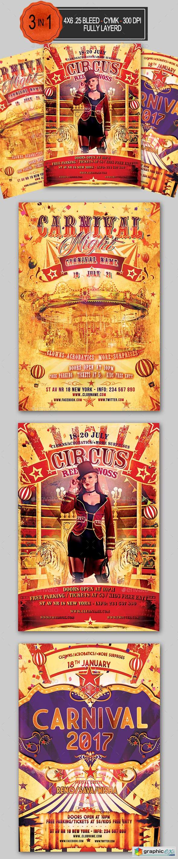 Circus and Carnival Flyer Bundle