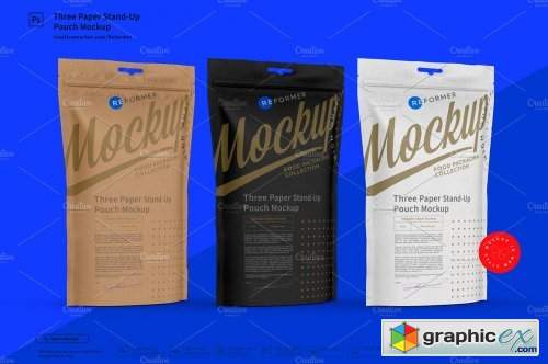 Three Paper Stand-Up Pouch Mockup 3331879
