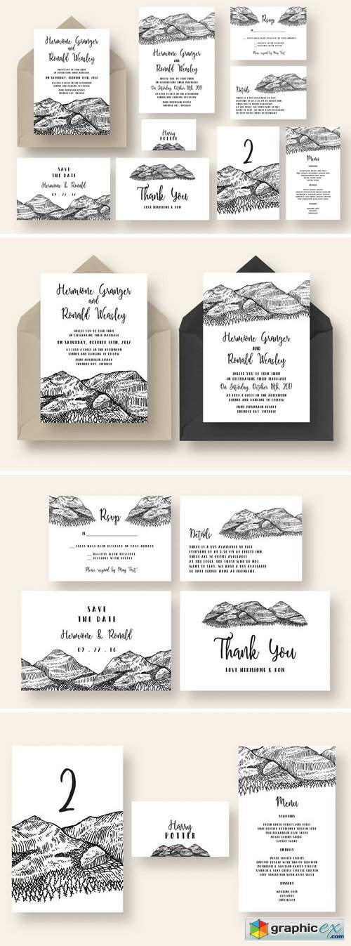 Pen and Ink Mountain Wedding Suite
