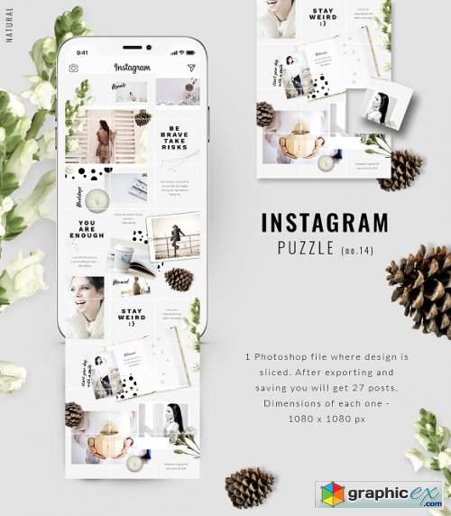 Instagram PUZZLE template - Natural