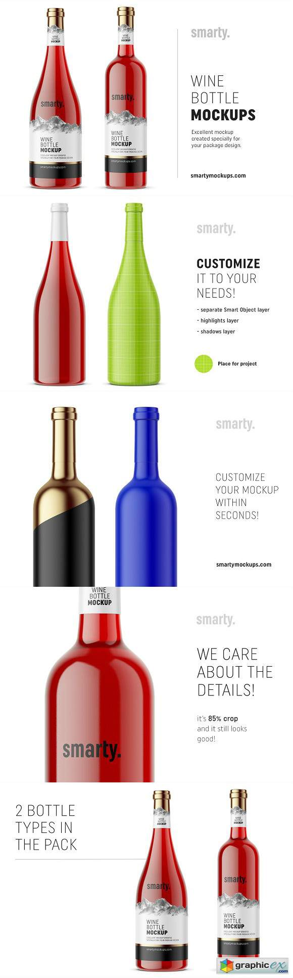 Red wine bottle mockups