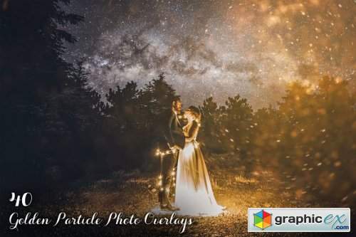 40 Golden Particle Photo Overlays 3499410