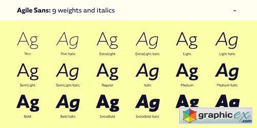 Agile Sans Font Family -18 Fonts