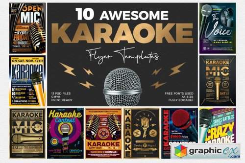 10 Karaoke Flyer Bundle