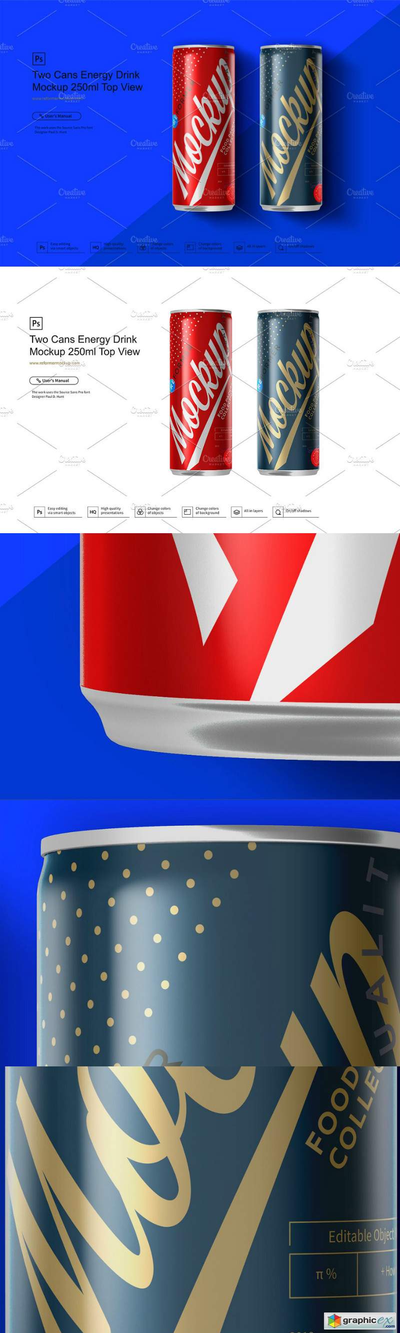 Two Cans Energy Drink Mockup 250ml