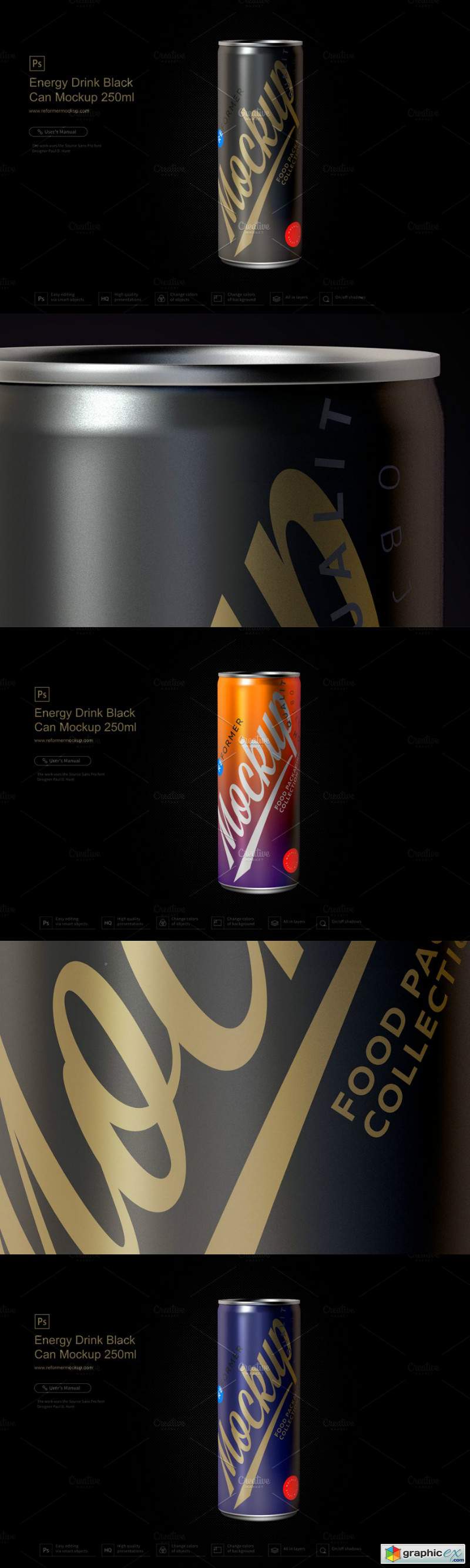 Download Energy Drink Black Can Mockup 250ml » Free Download Vector Stock Image Photoshop Icon
