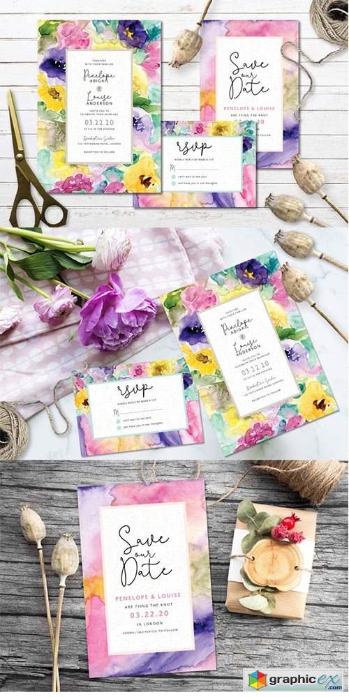 Abstract Floral Wedding Invitation