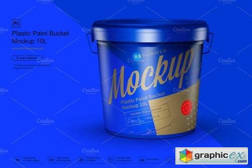 Plastic Paint Bucket Mockup 10L