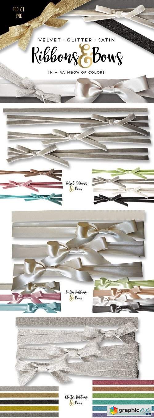 Velvet Satin Glitter Ribbons & Bows