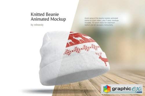 Knitted Beanie Animated Mockup 3646414