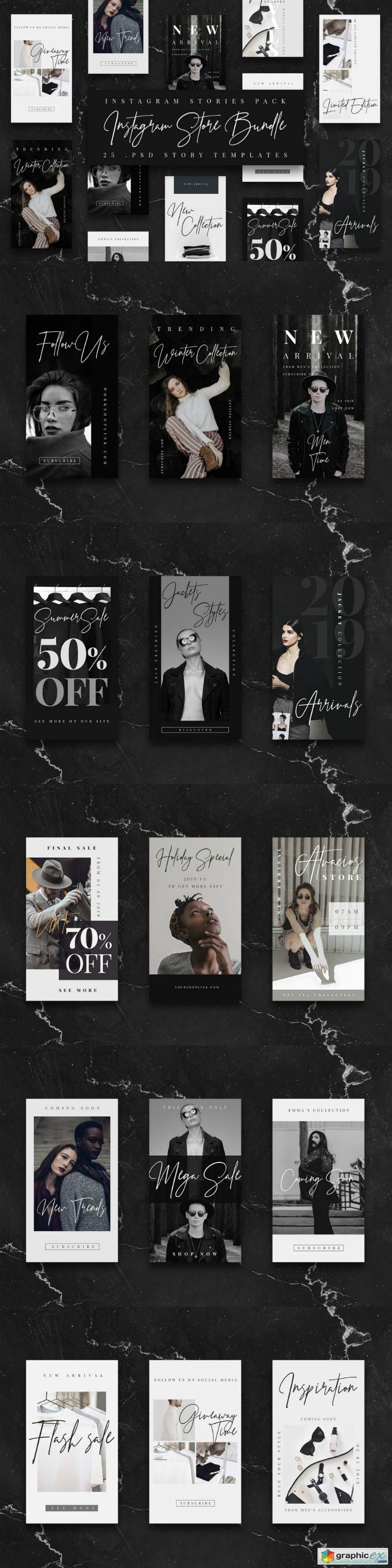BW Instagram Stories Template Store
