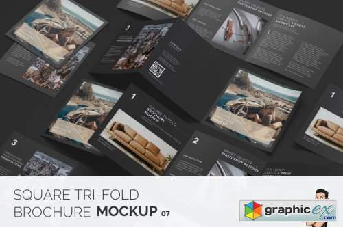 Square Tri-Fold Brochure Mockup 07