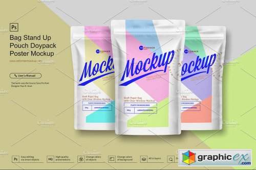 Stand Up Pouch Doypack Poster Mockup