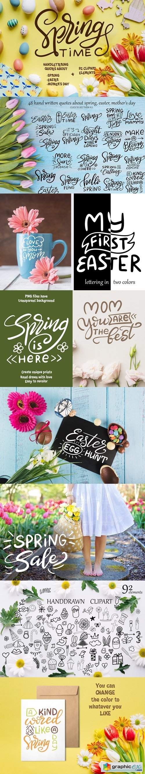 Spring Kit - lettering+clipart