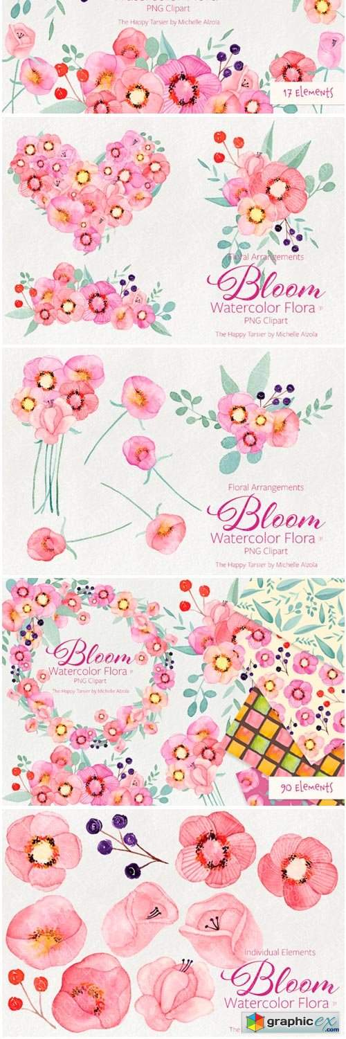 Bloom Watercolor Floral Clipart