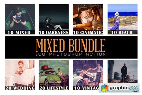 100 Mixed Bundle Photoshop Action