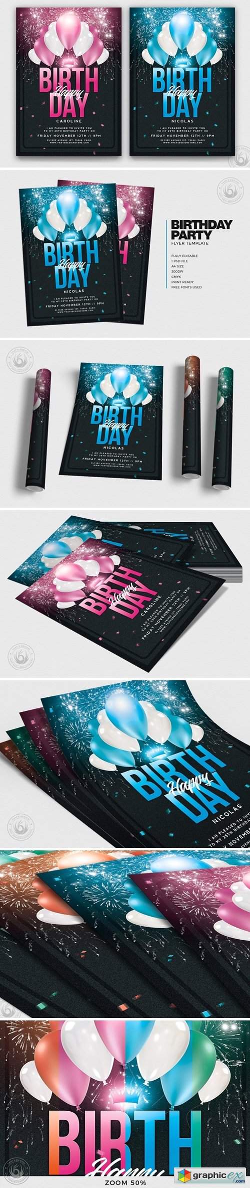 Birthday Party Flyer Template 3752670