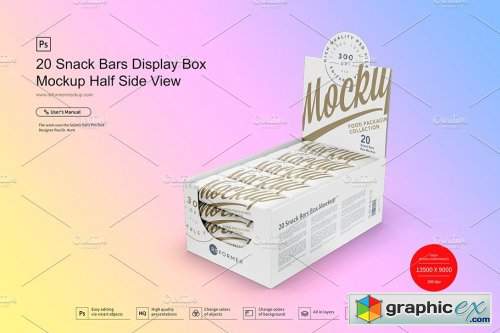 20 Snack Bars Display Box Mockup 3761801