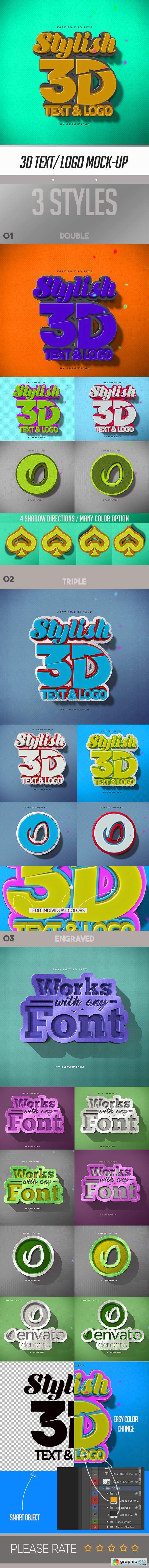 3D Text Logo Mockup