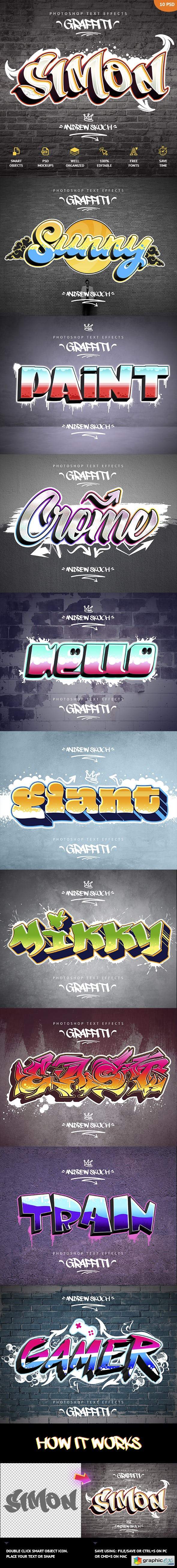 Graffiti Text Effects - 10 PSD
