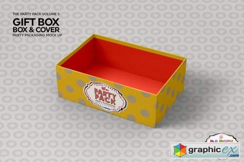 Gift Box with Cover Packaging Mockup