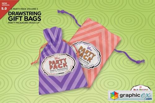 Drawstring GiftBags Packaging Mockup