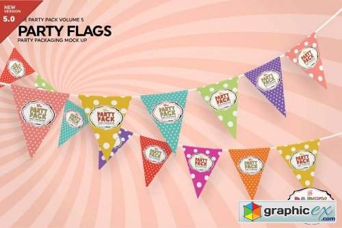 Party Flags Bunting Mockup