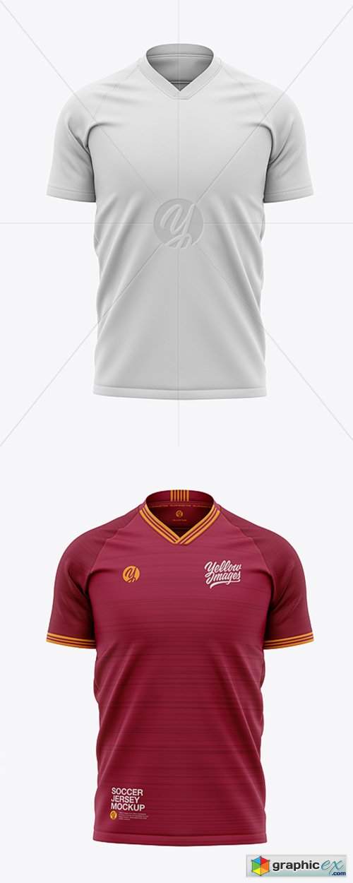 Download Men's Soccer V-Neck Jersey Mockup - Front View » Free Download Vector Stock Image Photoshop Icon