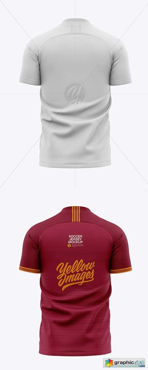Download Men's Soccer V-Neck Jersey Mockup - Back View » Free Download Vector Stock Image Photoshop Icon