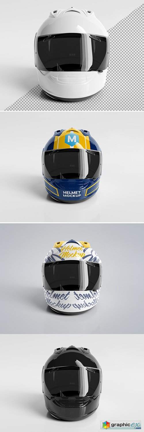 Isolated Motorcycle Helmet on White Mockup