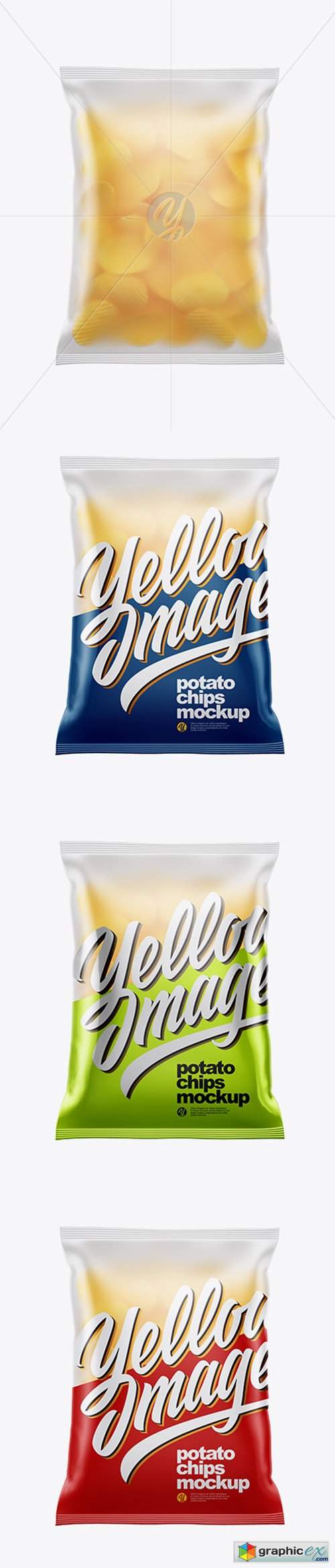 Frosted Bag With Corrugated Potato Chips Mockup
