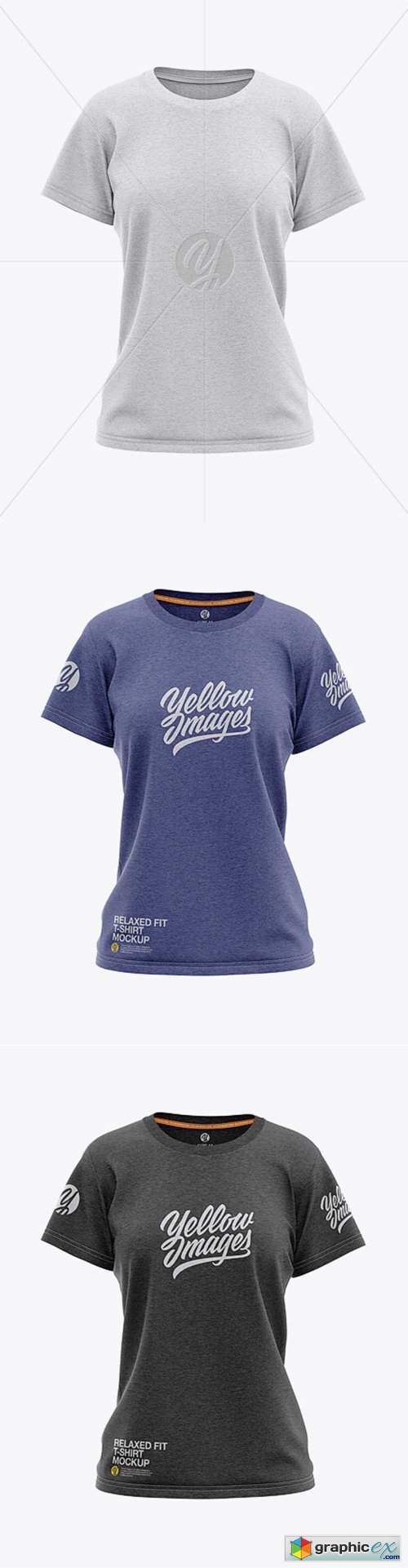 Women's Heather Relaxed Fit T-shirt Mockup - Front View