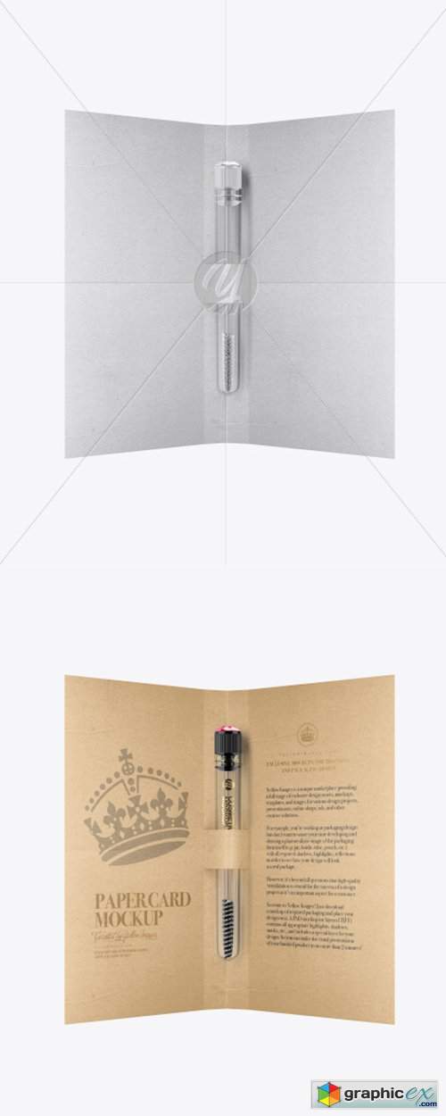 Cosmetic Brush with Paper Card Mockup