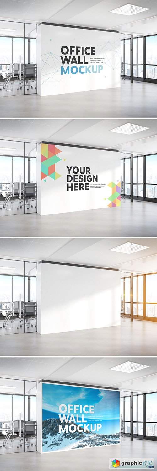 Side View of a White Wall in Office Mockup