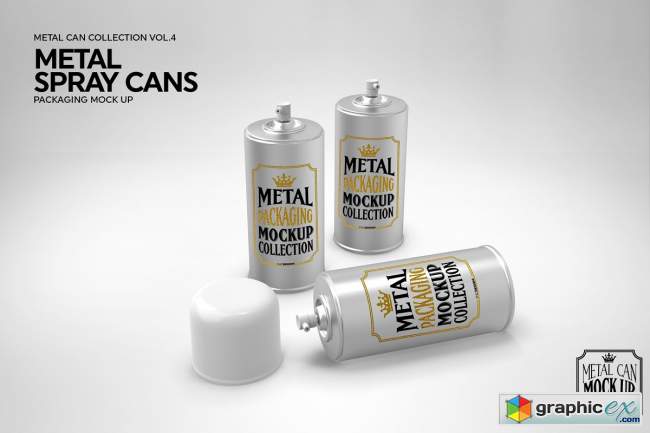 Metal Spray Cans Packaging Mockup