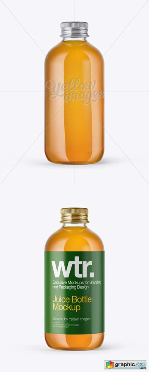 Clear Glass Apple Juice Bottle Mockup