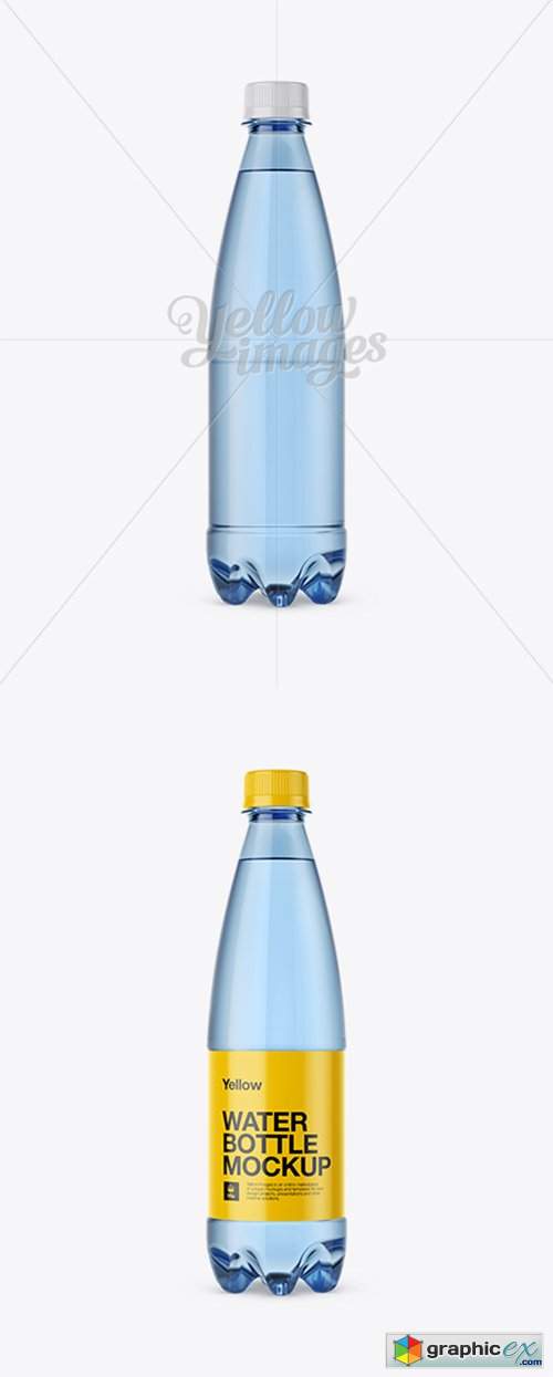 500ml Blue PET Water Bottle Mockup - Front View