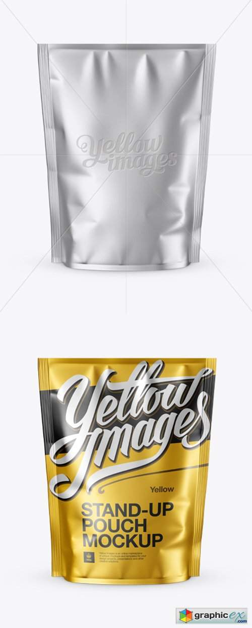 Matte Metallic Stand-up Pouch Mockup - Front View