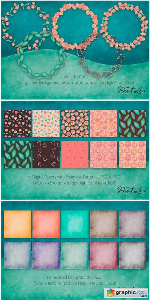 Paint Love Clipart, Textures & Patterns