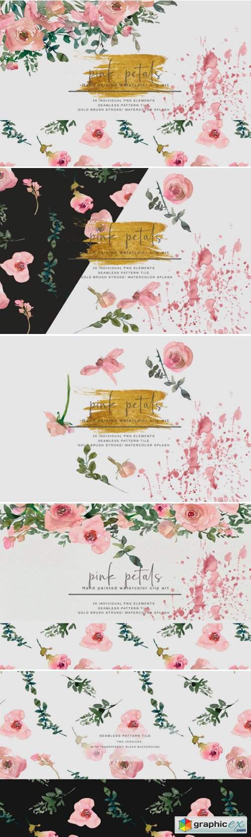 Hand Painted Watercolor Blush Pink Flowe
