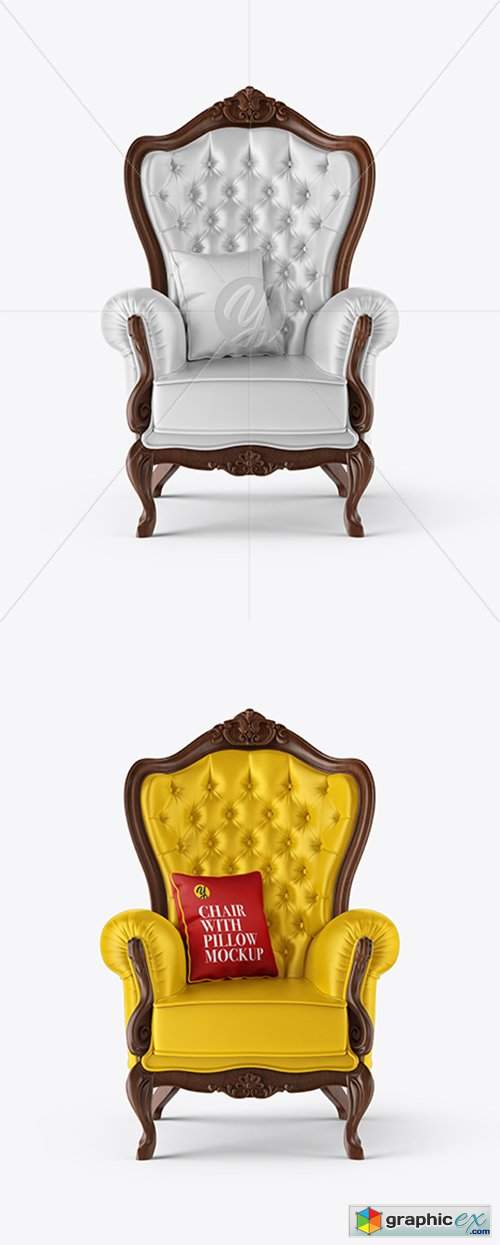 Vintage Chair with Pillow Mockup