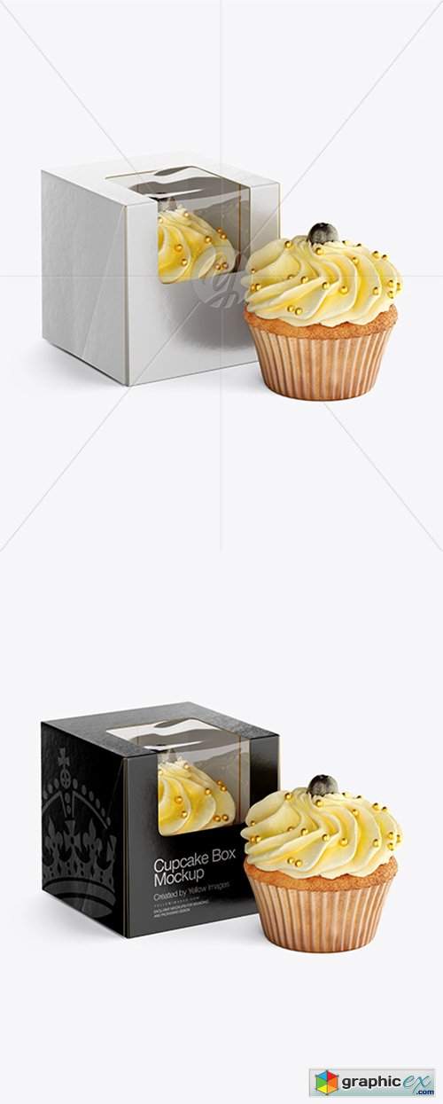 Cupcakes w/ Box Mockup