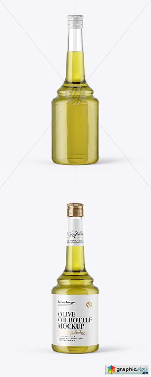 600ml Clear Glass Olive Oil Bottle Mockup