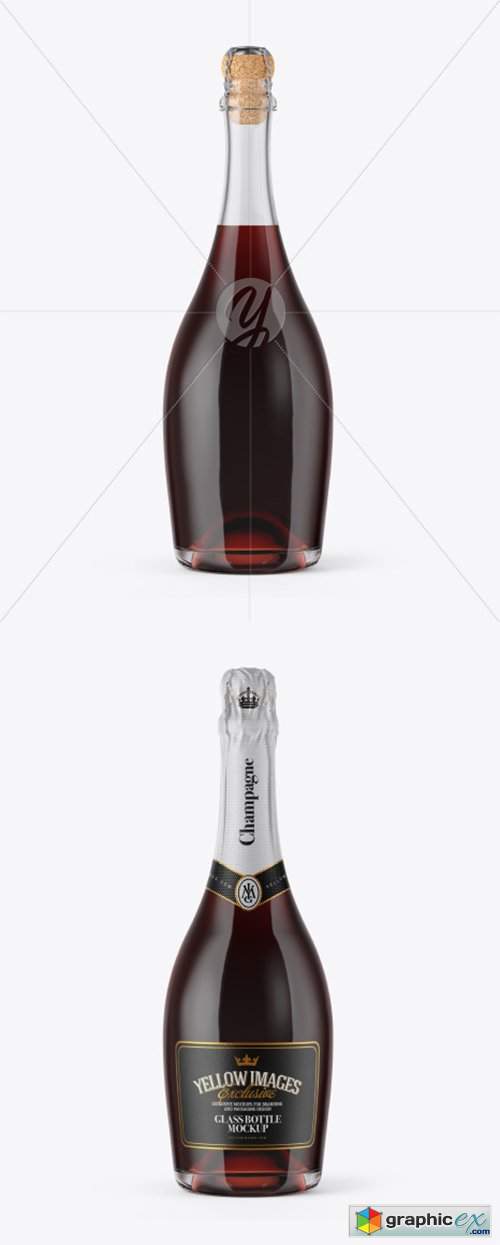 Red Wine Bottle with Foil Mockup