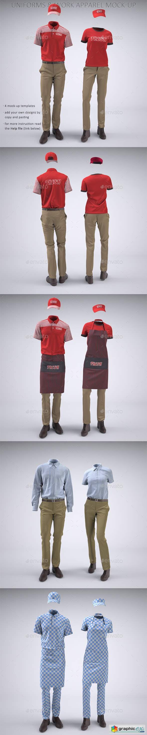 Food Service Uniforms and Retail Uniforms Mock-Up
